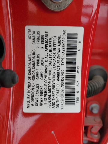 2016 HONDA CIVIC EX - 2HGFC2F70GH561470