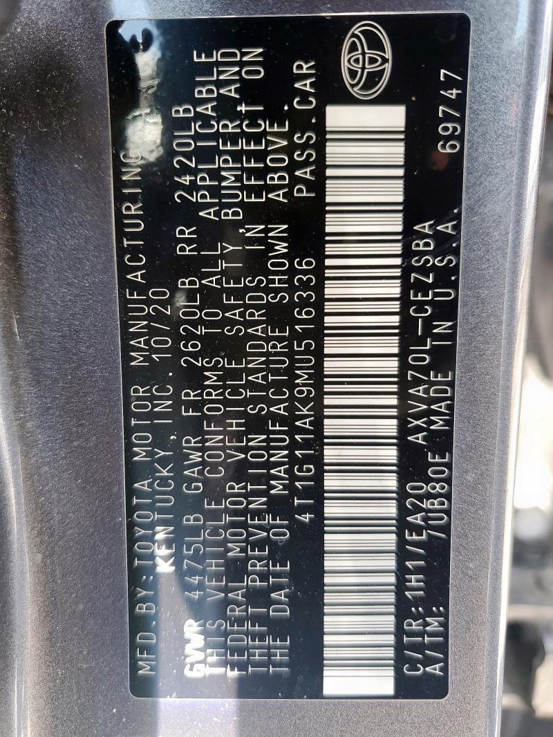 2021 TOYOTA CAMRY SE - 4T1G11AK9MU516336