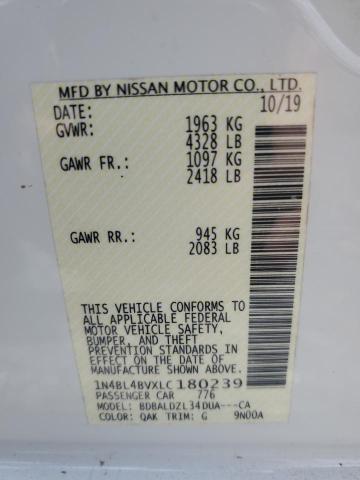 2020 NISSAN ALTIMA S - 1N4BL4BVXLC180239