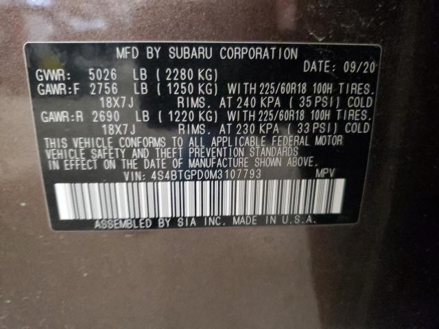 2021 SUBARU OUTBACK TO - 4S4BTGPD0M3107793