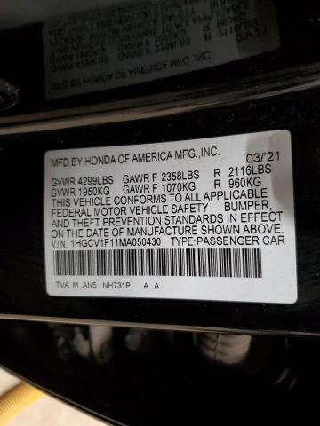 2021 HONDA ACCORD LX - 1HGCV1F11MA050430