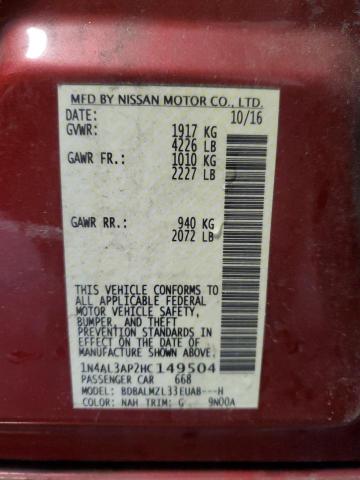 2017 NISSAN ALTIMA 2.5 - 1N4AL3AP2HC149504