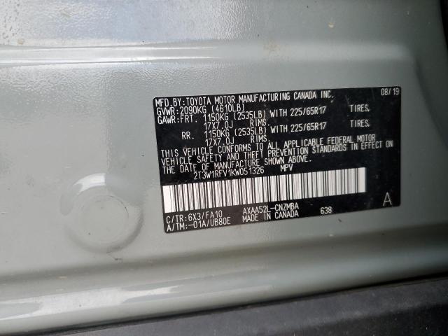 2019 TOYOTA RAV4 XLE - 2T3W1RFV1KW051326
