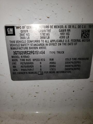 2015 GMC SIERRA K15 - 3GTU2VEC2FG151454