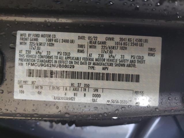 2022 FORD ESCAPE SE - 1FMCU9G62NUB00029