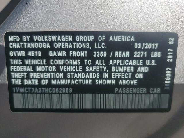 2017 VOLKSWAGEN PASSAT SEL - 1VWCT7A37HC062959