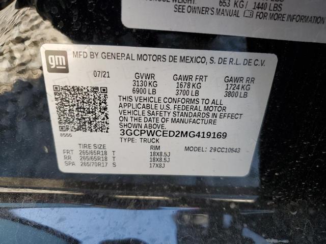 2021 CHEVROLET SILVERADO - 3GCPWCED2MG419169