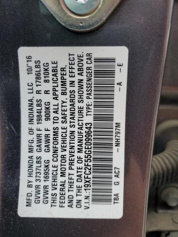 2016 HONDA CIVIC LX - 19XFC2F55GE099643