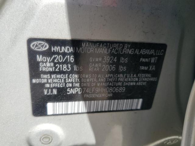 2017 HYUNDAI ELANTRA 5NPD74LF9HH080689