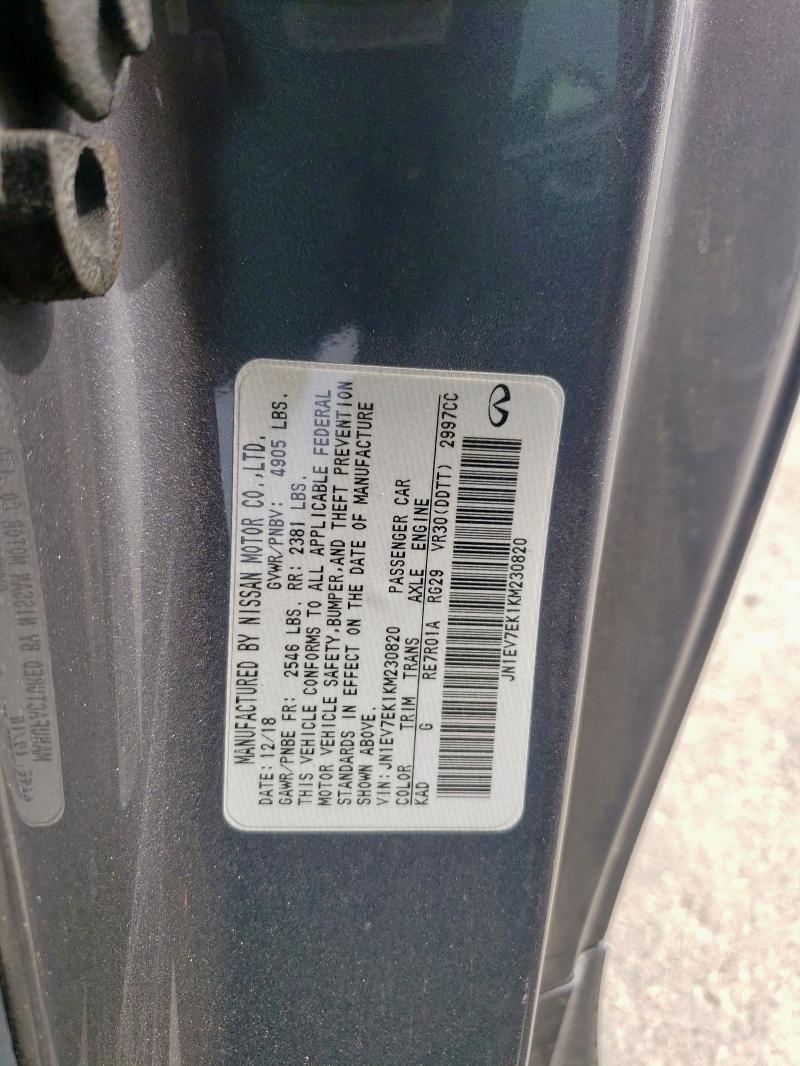 2019 INFINITI Q60 PURE JN1EV7EK1KM230820