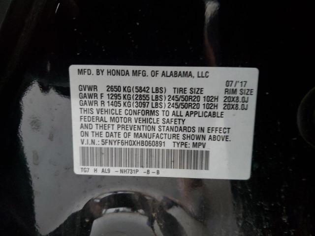 2017 HONDA PILOT ELIT - 5FNYF6H0XHB060891