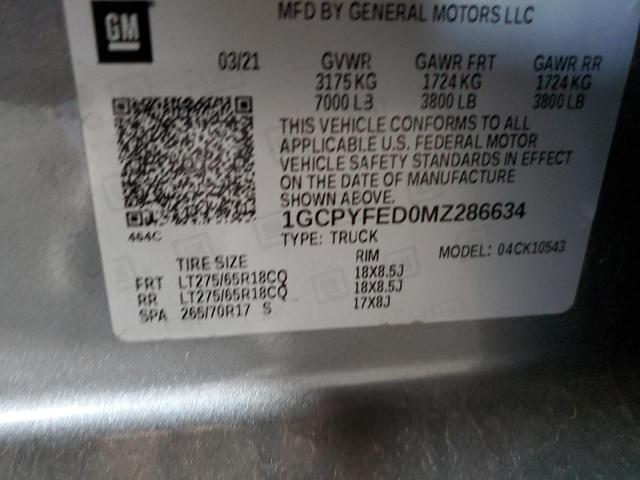 2021 CHEVROLET SILVERADO - 1GCPYFED0MZ286634