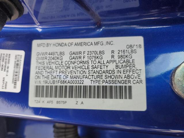 2019 ACURA TLX TECHNO 19UUB1F68KA003322