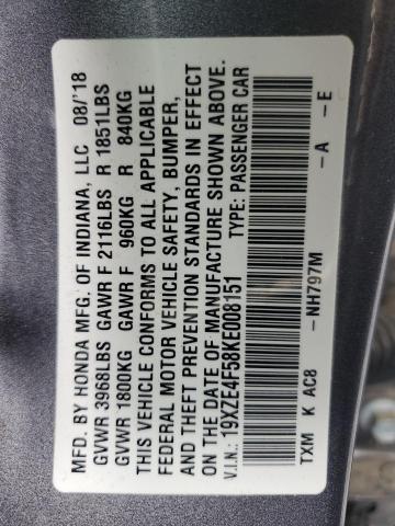 2019 HONDA INSIGHT EX 19XZE4F58KE008151