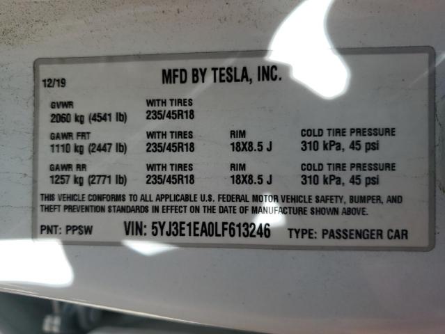 2020 TESLA MODEL 3 - 5YJ3E1EA0LF613246