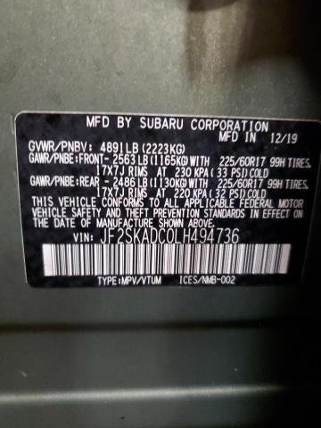 2020 SUBARU FORESTER JF2SKADC0LH494736