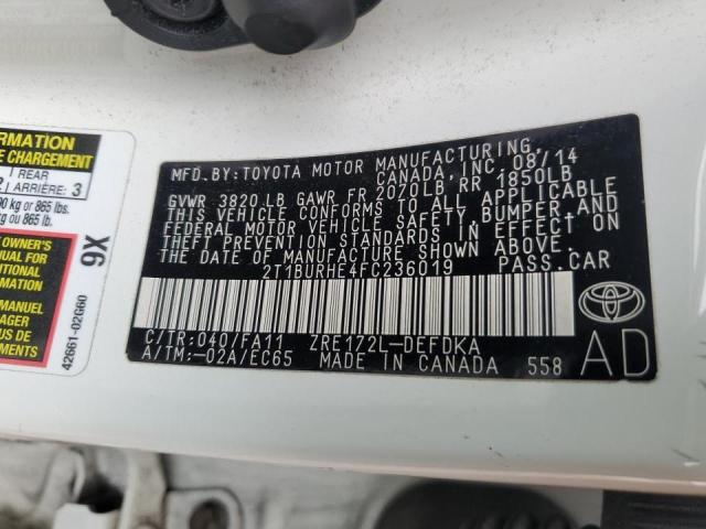 2015 TOYOTA COROLLA L - 2T1BURHE4FC236019