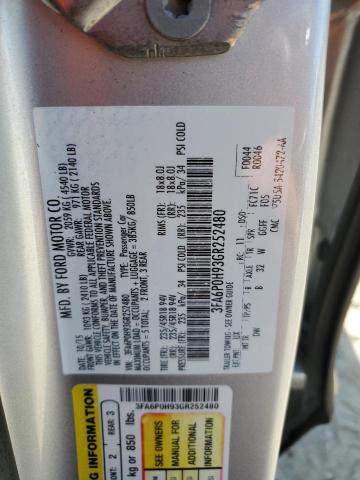2016 FORD FUSION SE - 3FA6P0H93GR252480