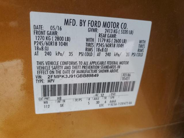 2016 FORD EDGE SEL - 2FMPK3J91GBB89849