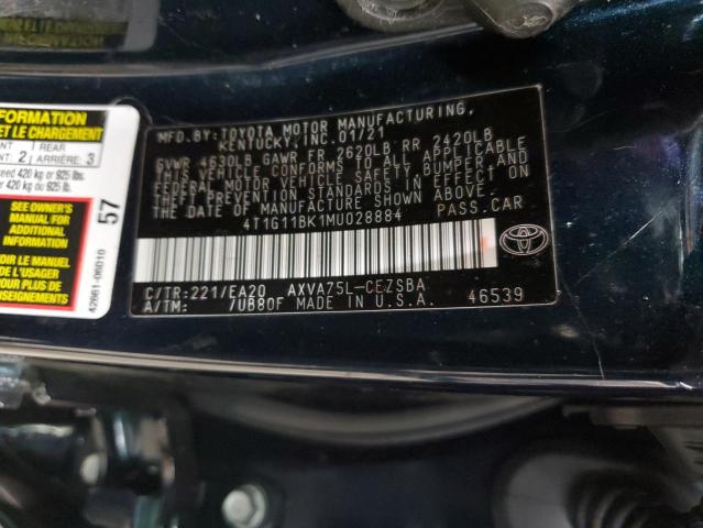 2021 TOYOTA CAMRY SE 4T1G11BK1MU028884