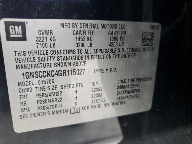 2016 CHEVROLET TAHOE C150 1GNSCCKC4GR115027