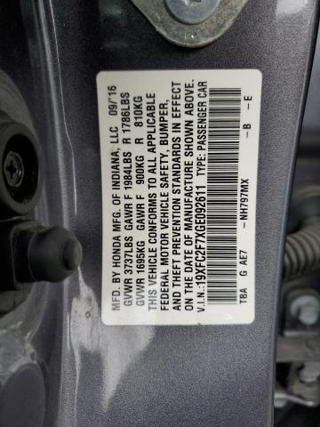 2016 HONDA CIVIC EX 19XFC2F7XGE092611