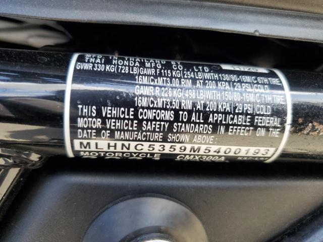 2021 HONDA CMX300 A MLHNC5359M5400193