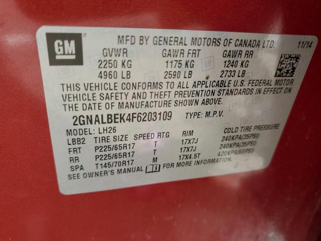 2015 CHEVROLET EQUINOX LT - 2GNALBEK4F6203109