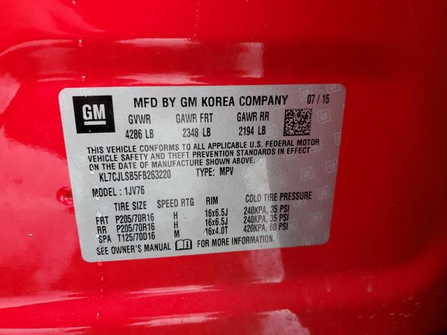 2015 CHEVROLET TRAX 1LT - KL7CJLSB5FB263220