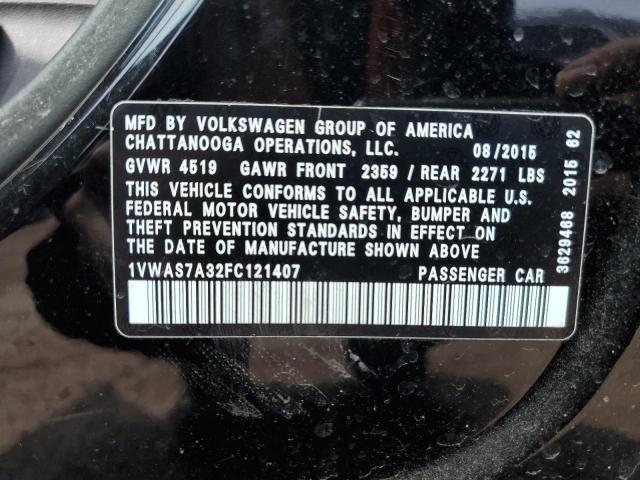 2015 VOLKSWAGEN PASSAT S - 1VWAS7A32FC121407