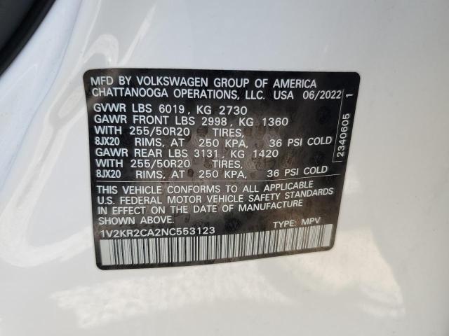 2022 VOLKSWAGEN ATLAS SE - 1V2KR2CA2NC553123