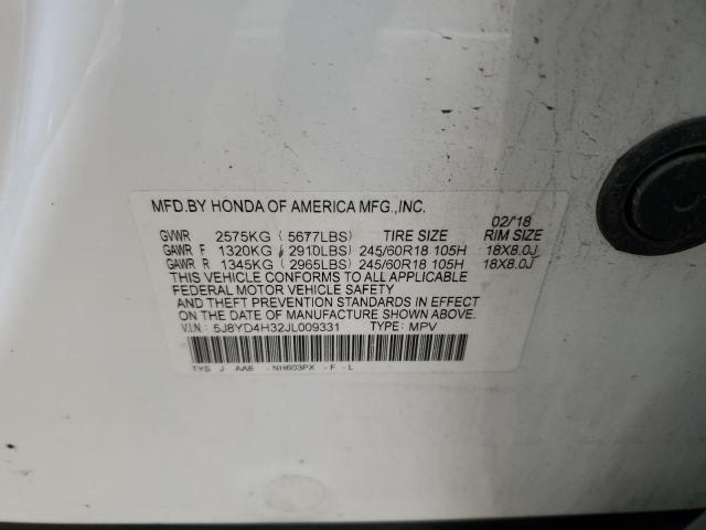 2018 ACURA MDX 5J8YD4H32JL009331