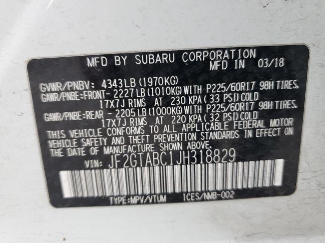 2018 SUBARU CROSSTREK - JF2GTABC1JH318829