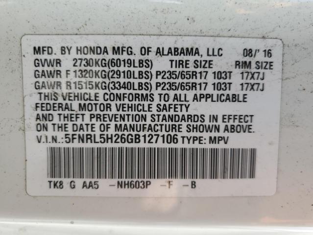 2016 HONDA ODYSSEY LX 5FNRL5H26GB127106