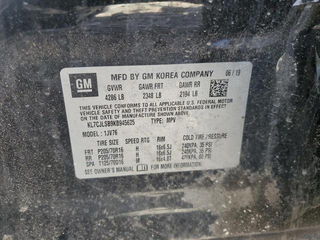 2019 CHEVROLET TRAX 1LT KL7CJLSB9KB945625
