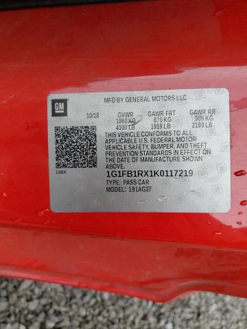 2019 CHEVROLET CAMARO LS - 1G1FB1RX1K0117219