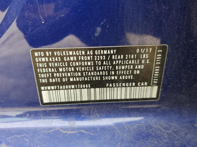2017 VOLKSWAGEN GOLF R - WVWWF7AU6HW170665