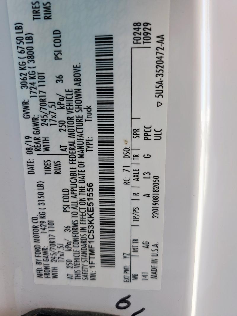 2019 FORD F150 - 1FTMF1C53KKE51556