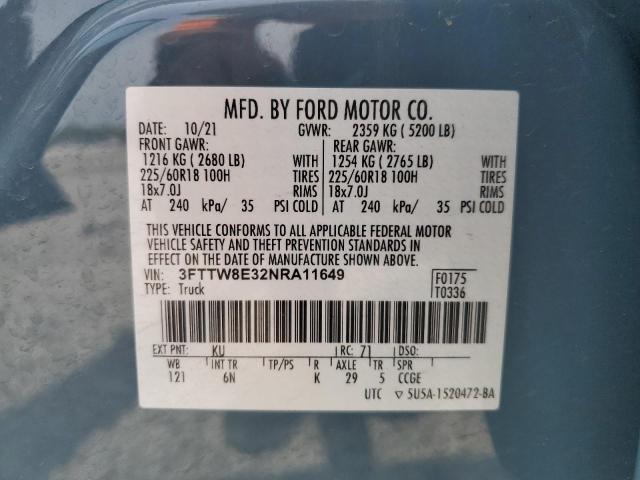 2022 FORD MAVERICK X 3FTTW8E32NRA11649