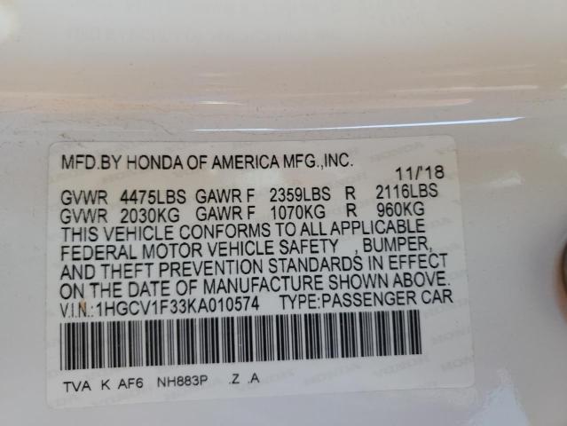 2019 HONDA ACCORD SPO - 1HGCV1F33KA010574