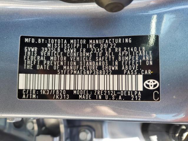 2022 TOYOTA COROLLA LE - 5YFEPMAE6NP368022