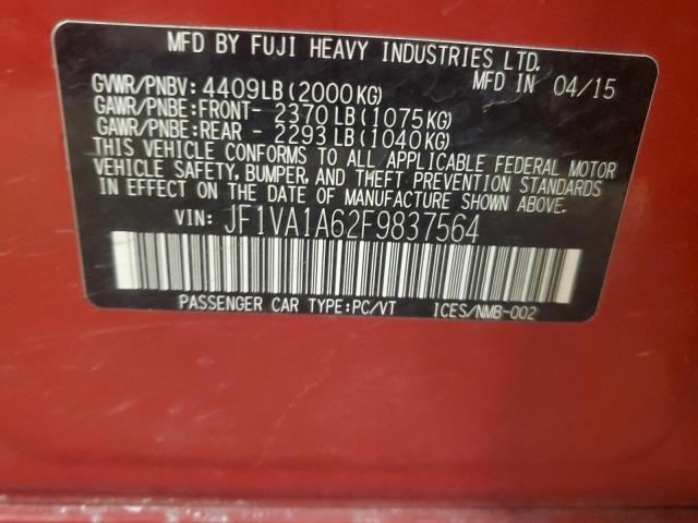2015 SUBARU WRX JF1VA1A62F9837564