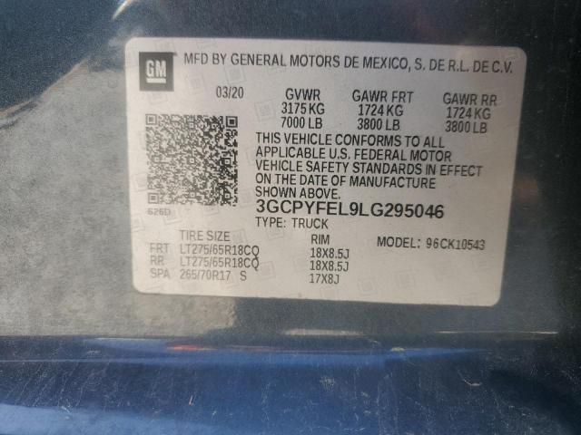 2020 CHEVROLET 1500 3GCPYFEL9LG295046