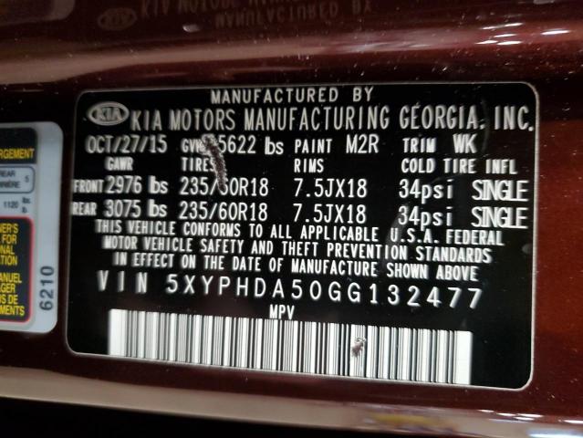 2016 KIA SORENTO EX - 5XYPHDA50GG132477