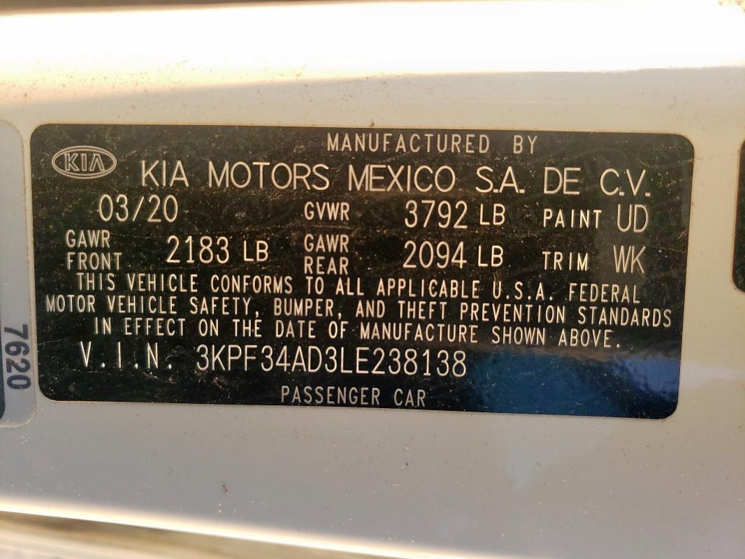 2020 KIA FORTE GT L - 3KPF34AD3LE238138
