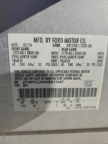 2016 FORD EDGE SEL - 2FMPK3J94GBB11047