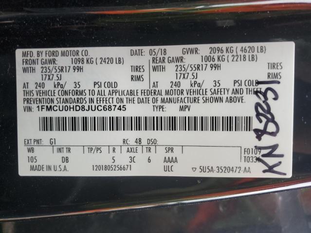 2018 FORD ESCAPE SEL - 1FMCU0HD8JUC68745