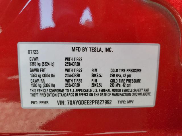 2023 TESLA MODEL Y - 7SAYGDEE2PF827992