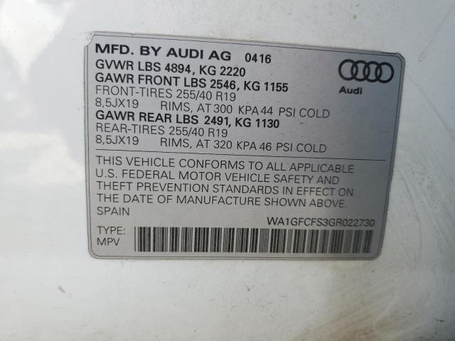 2016 AUDI Q3 PRESTIG WA1GFCFS3GR022730