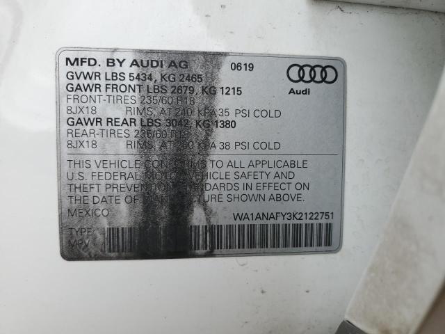 2019 AUDI Q5 PREMIUM WA1ANAFY3K2122751